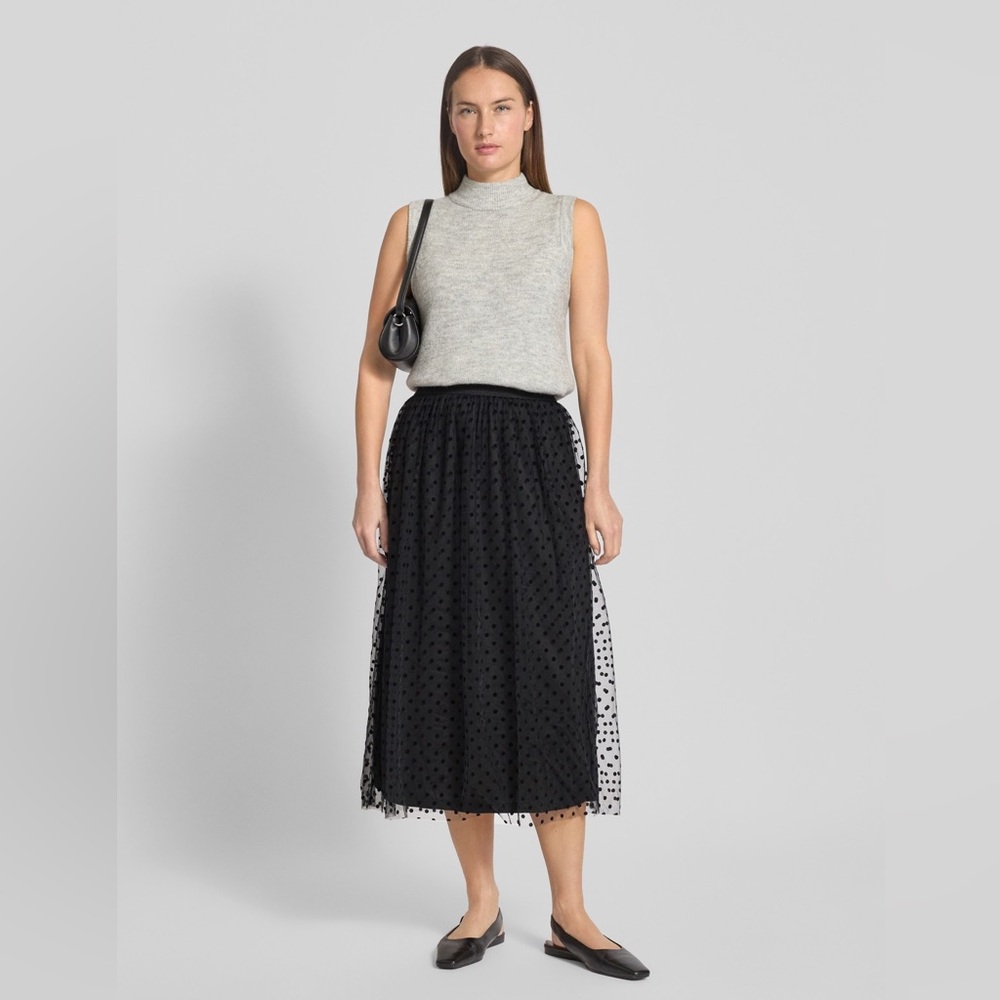Elegant Black Polka Dot Skirt